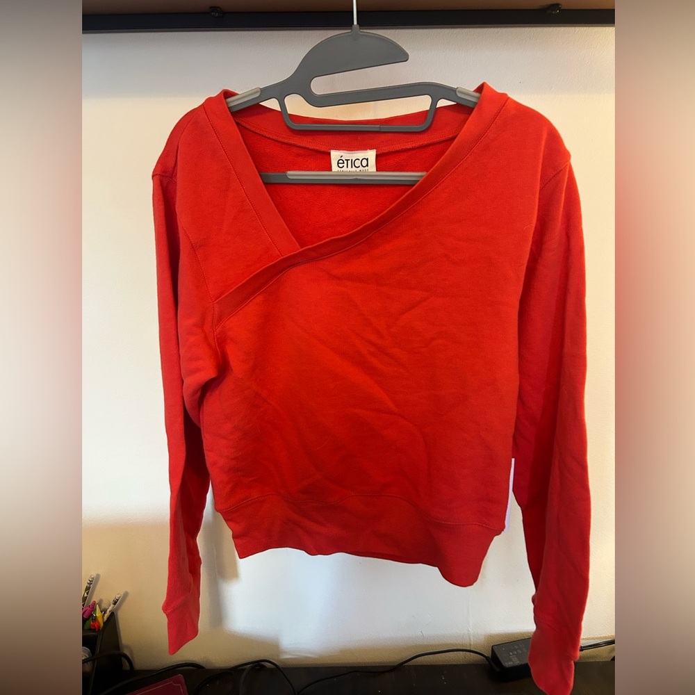 Etica Asymmetrical Wrap Sweat Top- Koko Sharp